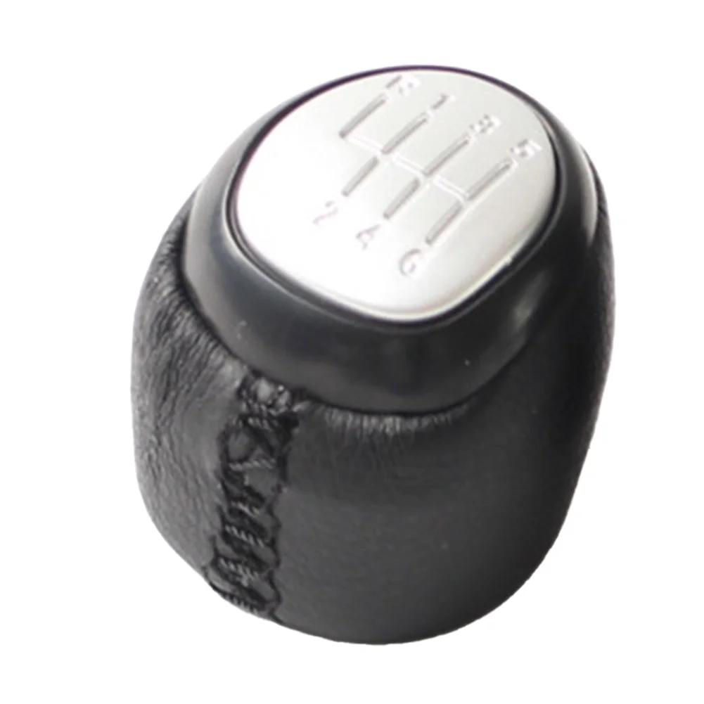 

Car Interior 6 Speed Gear Knob Silver Finish ABS PU Leather High Universality Fitment Replacement For Broken Knob