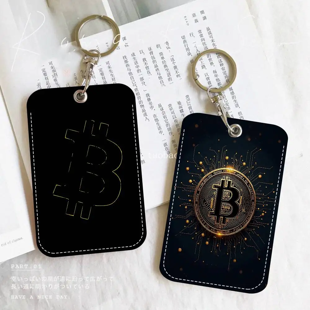 Luxury Bitcoins Card Holders Student ID Card Protective Cover Cases Student Campus Access Cards Key Chain Anti-lost