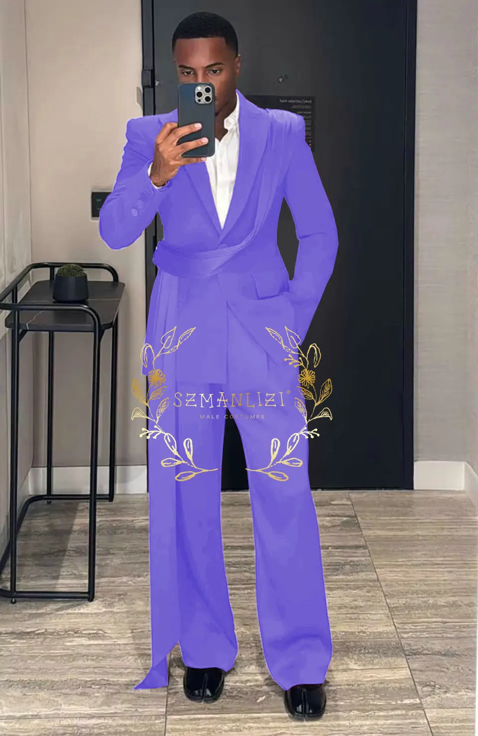 NONE Men's Burgundy 2-Piece Suit 4