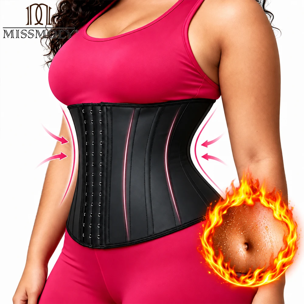 Women Latex Waist Trainer Corset Tummy Control Shapewear 25 Steel Bones Waist Cincher Hourglass Body Shaper Compression Belt