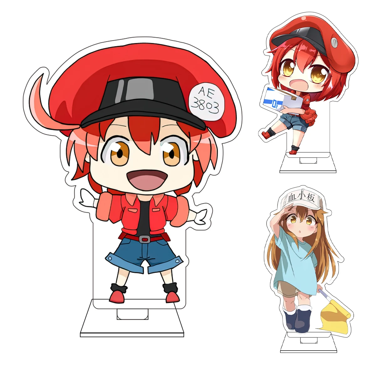 10CM Anime Cells at Work! Cosplay Cute Acrylic Figure Stand Plate Red Blood Cell White Blood Cell Ornaments Gifts
