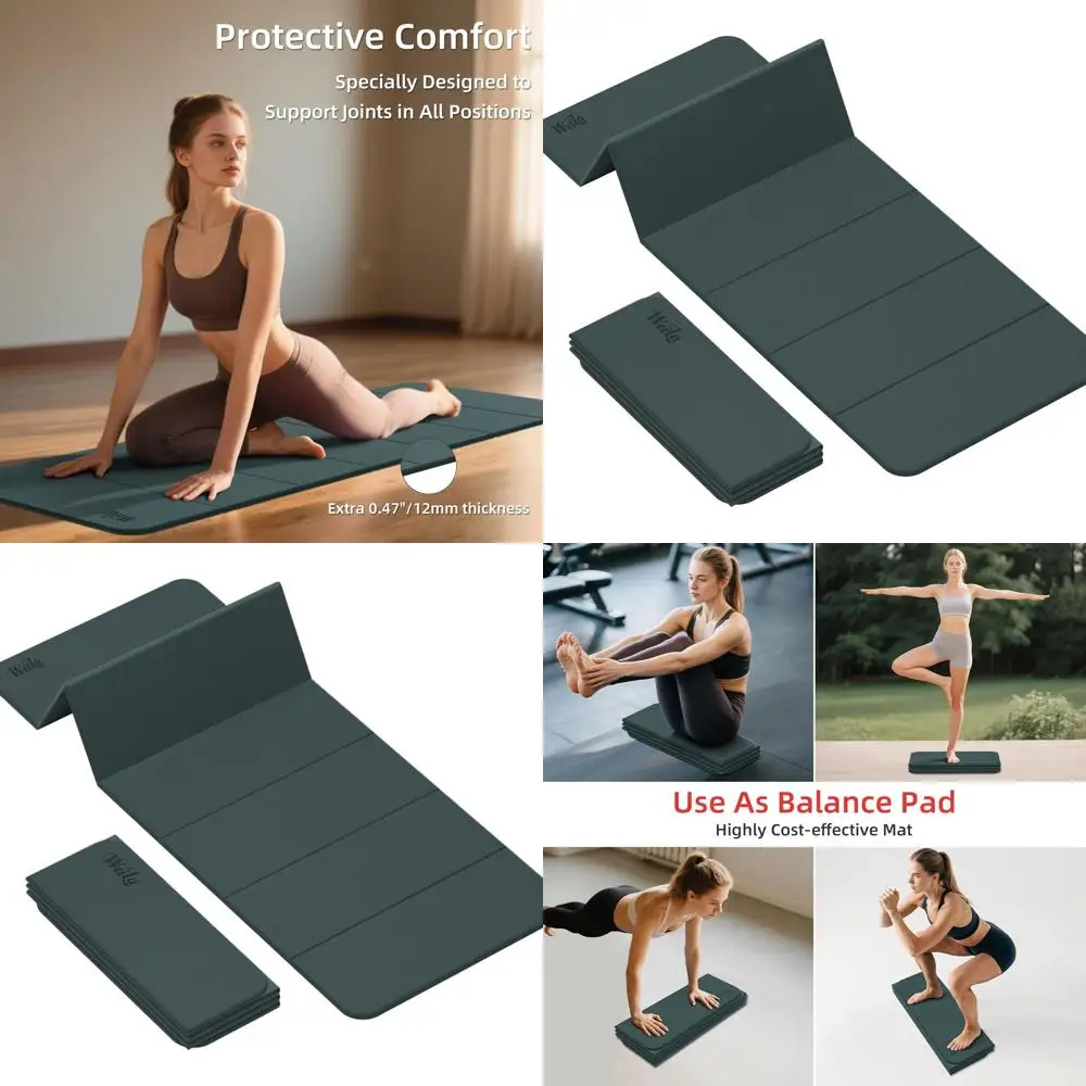 

Thick 1/2 Yoga Mat, 69x24 Odor-Free Exercise Mat for Home Gym, Non-Slip Mat for Men & Women, Foldable for Travel & Camping