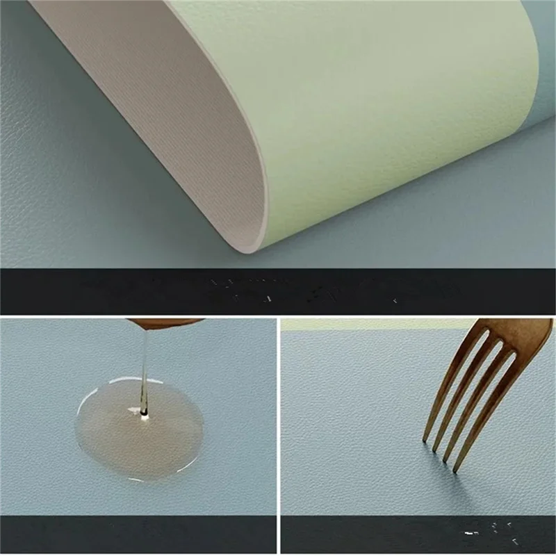 PU Placemats For Table Waterproof Non-Slip Insulation Leather Place Mats Set Style Christmas Coaster Cup Mat Elliptical Bicolor - Image 5