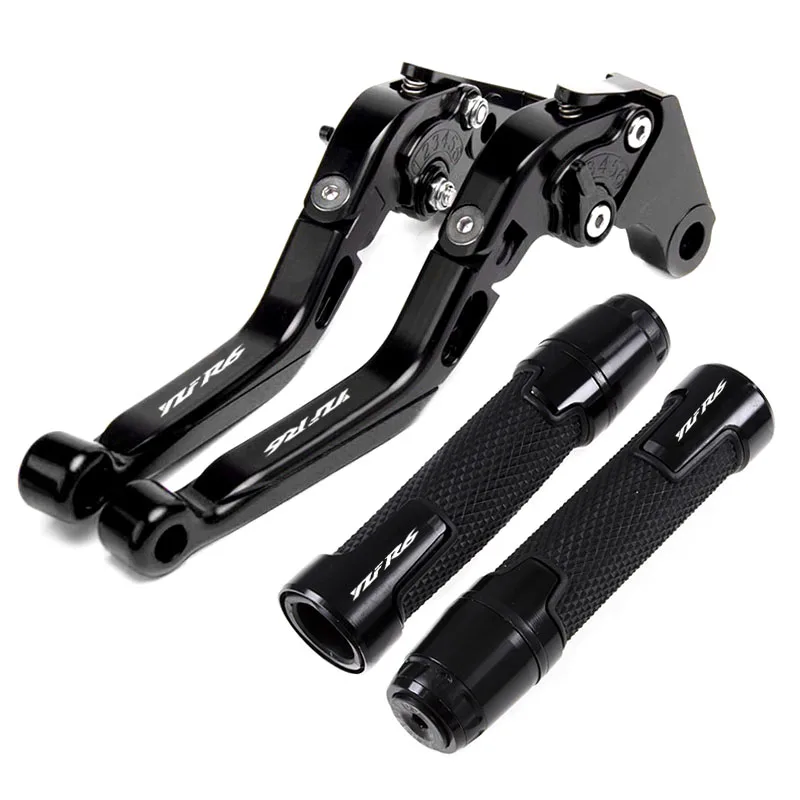 

YZFR6 LOGO Motorcycle CNC Brake Clutch Levers Handlebar Grip Handle Hand Grips For YAMAHA YZF R6 1999 2000 2001 2002 2003 2004