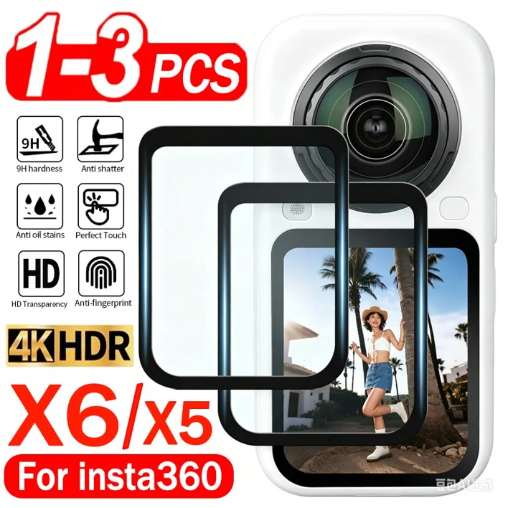 1-3Pcs Tempered Glass Full Coverage Protective Films for Insta360 X6 X5 Camera Screen Protector Anti-Scratch Glass Adhesive Film