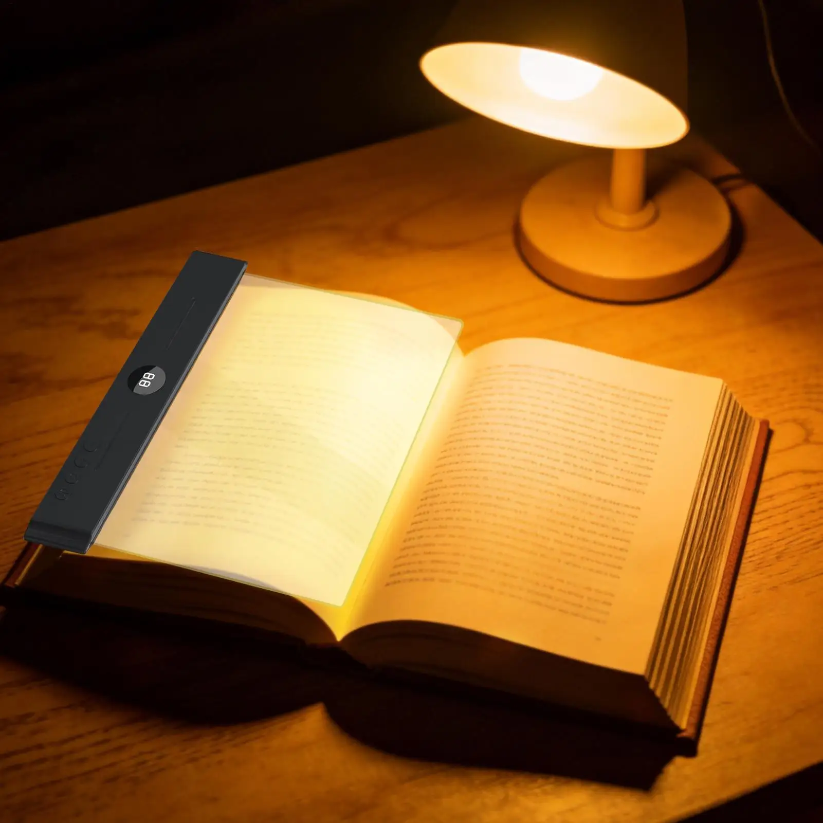 Flat Reading Light with Timer Portable Transparent Bed Reading LED Book Light Panel for Bedtime Night Library Bedroom Home