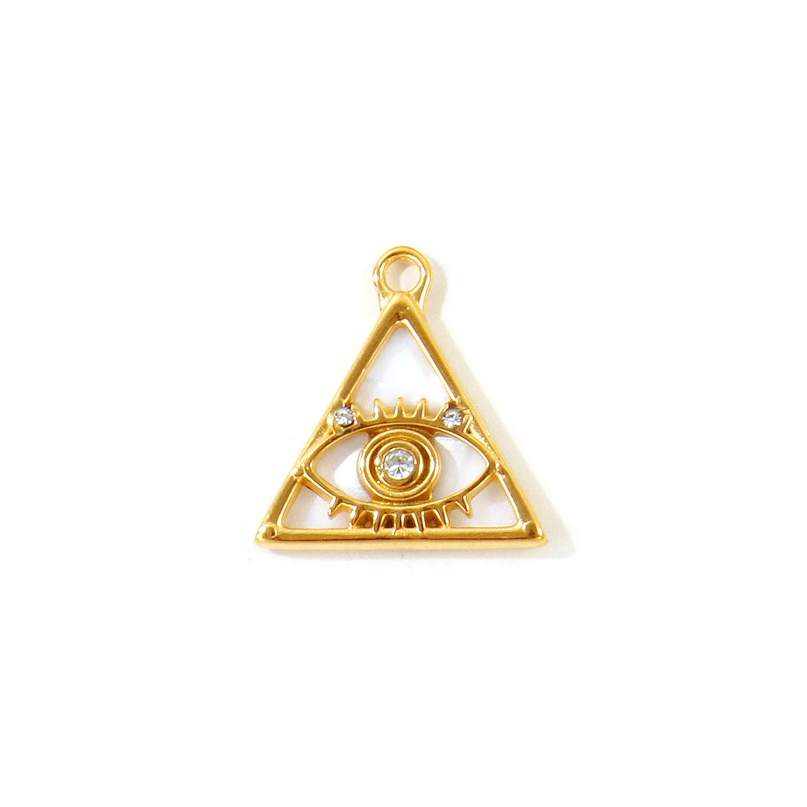 2 Stück Natürliche Muschelanhänger Runder Stern Klarer Strass Augen des Gottes 18K Vergoldet 304 Edelstahl Anhänger für DIY Halskette – Detail 2