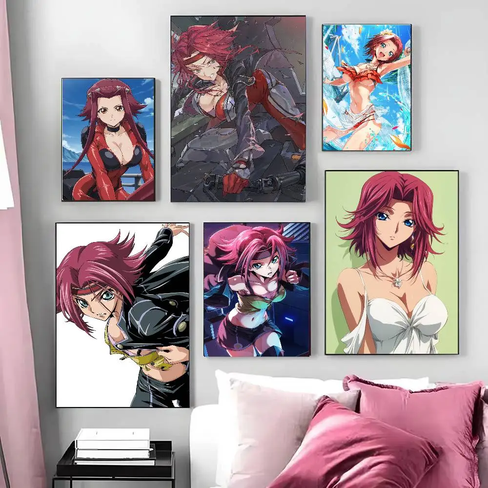 Kallen Animated Character Code Geass Poster Art Sticky Wall Waterproof Home Living Room Bedroom Bar Aesthetic Decoration