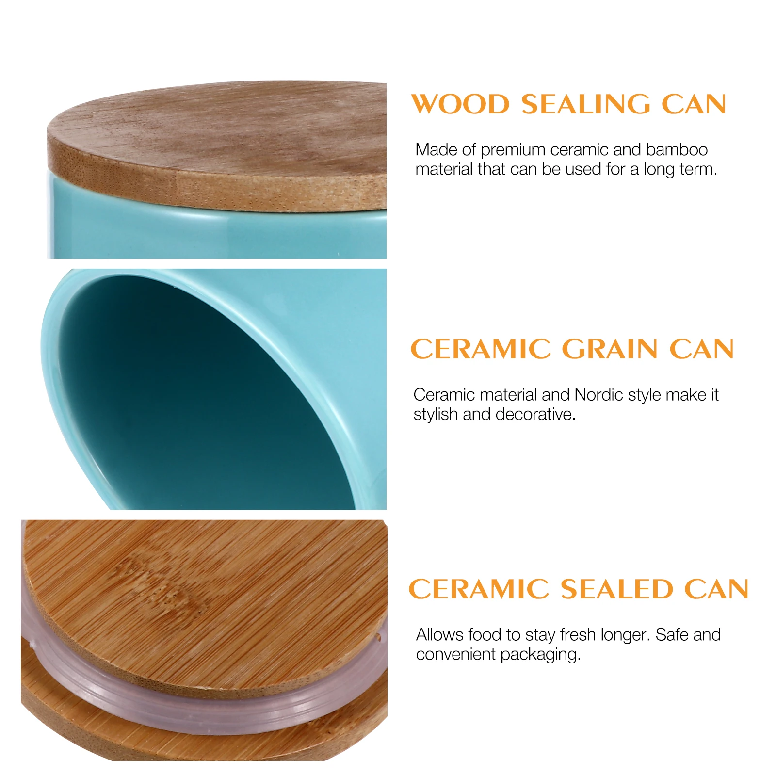 

Ceramic Bamboo Sealed Canisters for Dry Food Coffee Tea Sugar Pepper Long Term Use Home Kitchen Storage Containers