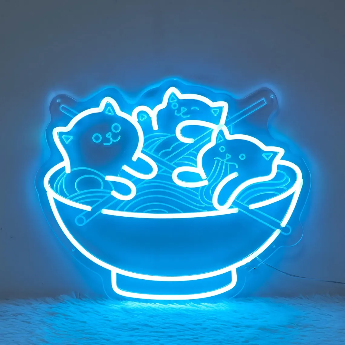 Ramen Neon Sign,Ramen Cat Neon Sign,Cute Cat Sign,Kawaii Anime Decor,Handmade LED Sign,Japanese Decor,Bedroom Room Dorm Wall Dec