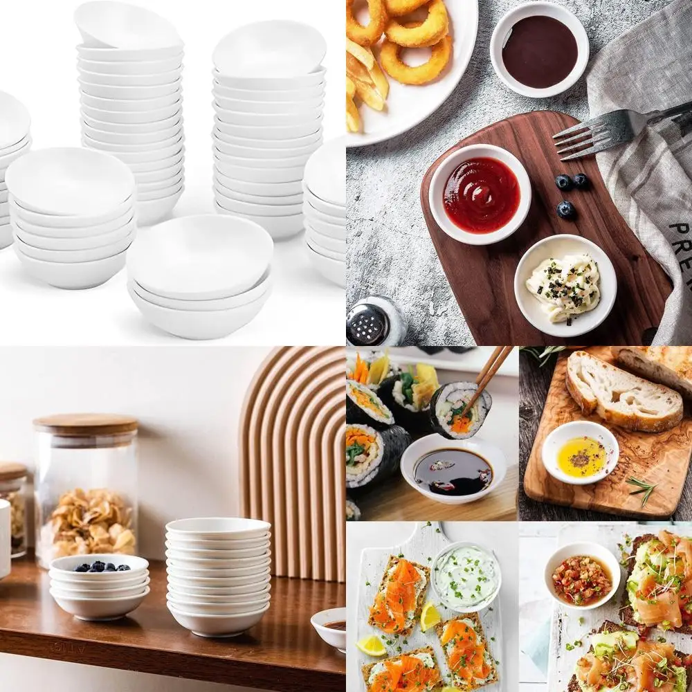 

3 Ceramic Dipping Bowls Set, 1.2 oz Asian Sauce Dishes for Ketchup, BBQ, Sushi, and Appetizers