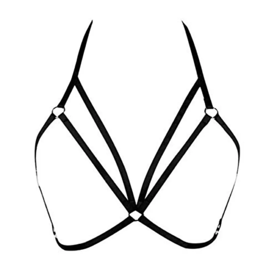 

LIVE4COOL Women Harness Elastic Cupless Cage Bra Sexy Lingerie for Women Adjustable Hollow Out Crop Top Exotic Strap Bra
