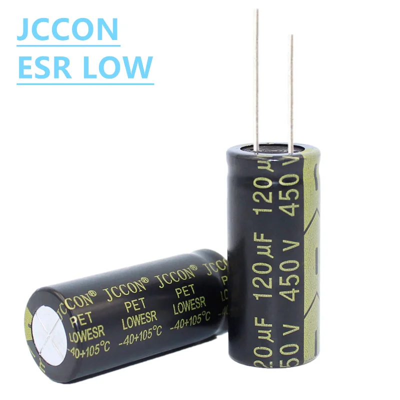 1Pcs JCCON Aluminum Electrolytic Capacitor 450v100uf 18x35 450v120uf 18x35 High Frequency Low ESR Low Resistance Capacitors