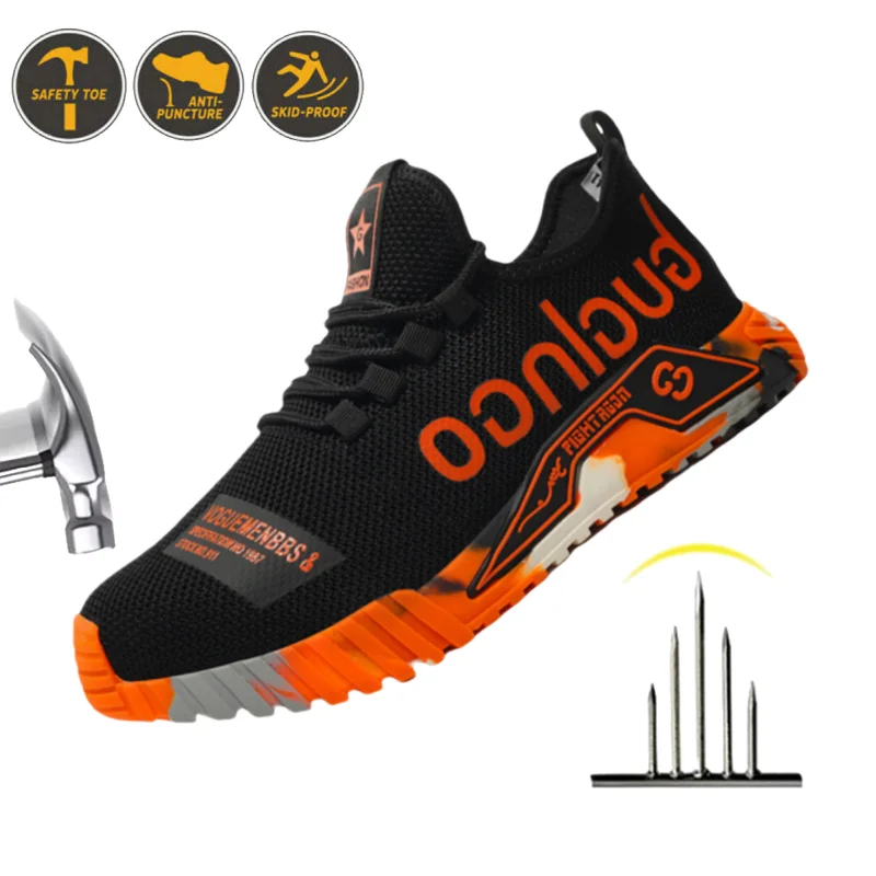 

Steel Toe Security Protective Shoes Lightweight Breathable Sneakers for Men Anti-puncture Anti-smash Protection Safety Shoes
