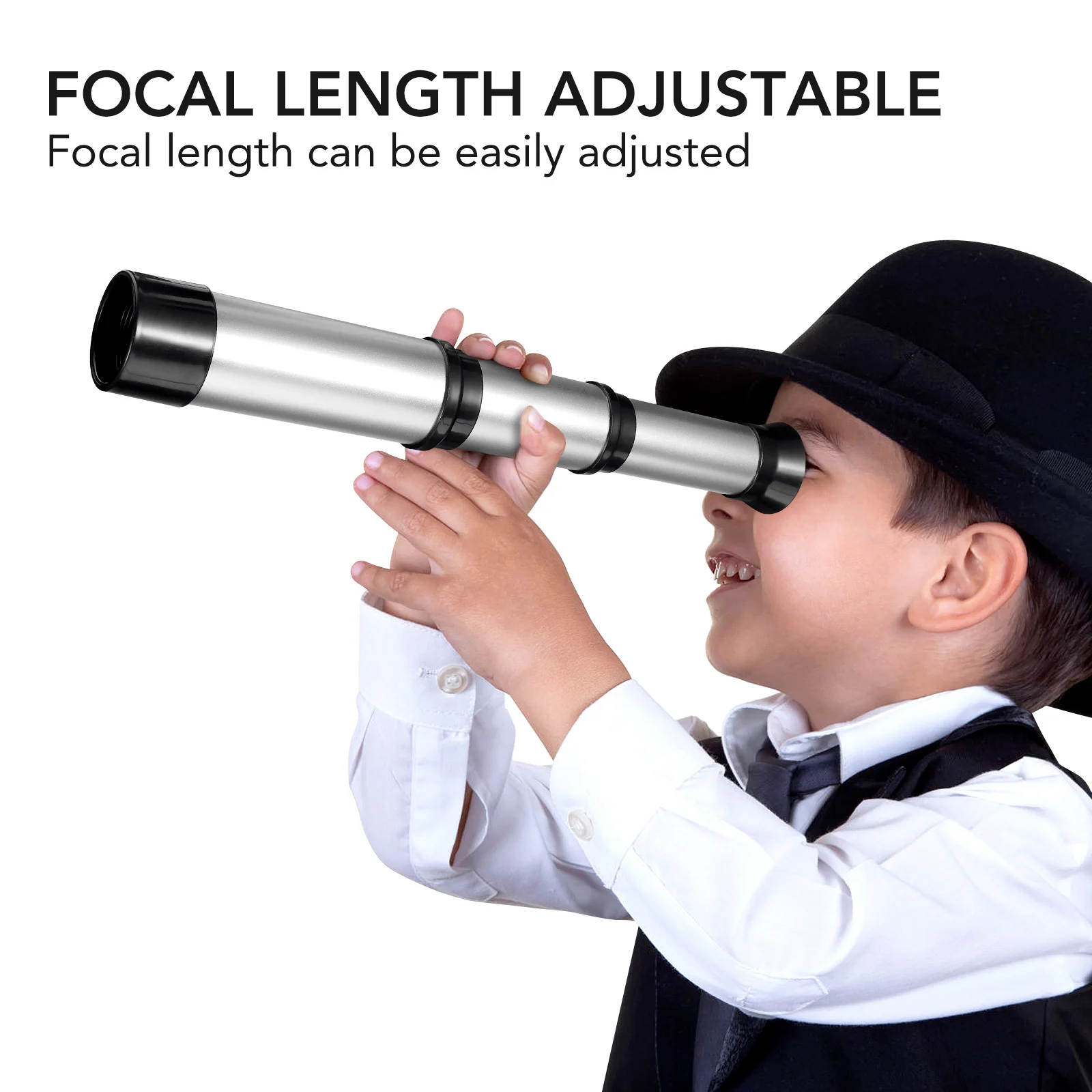 Single-Tube Telescope Retractable Telescope Science Experiment Toy Kids Telescope Toy (Silver) children telescope