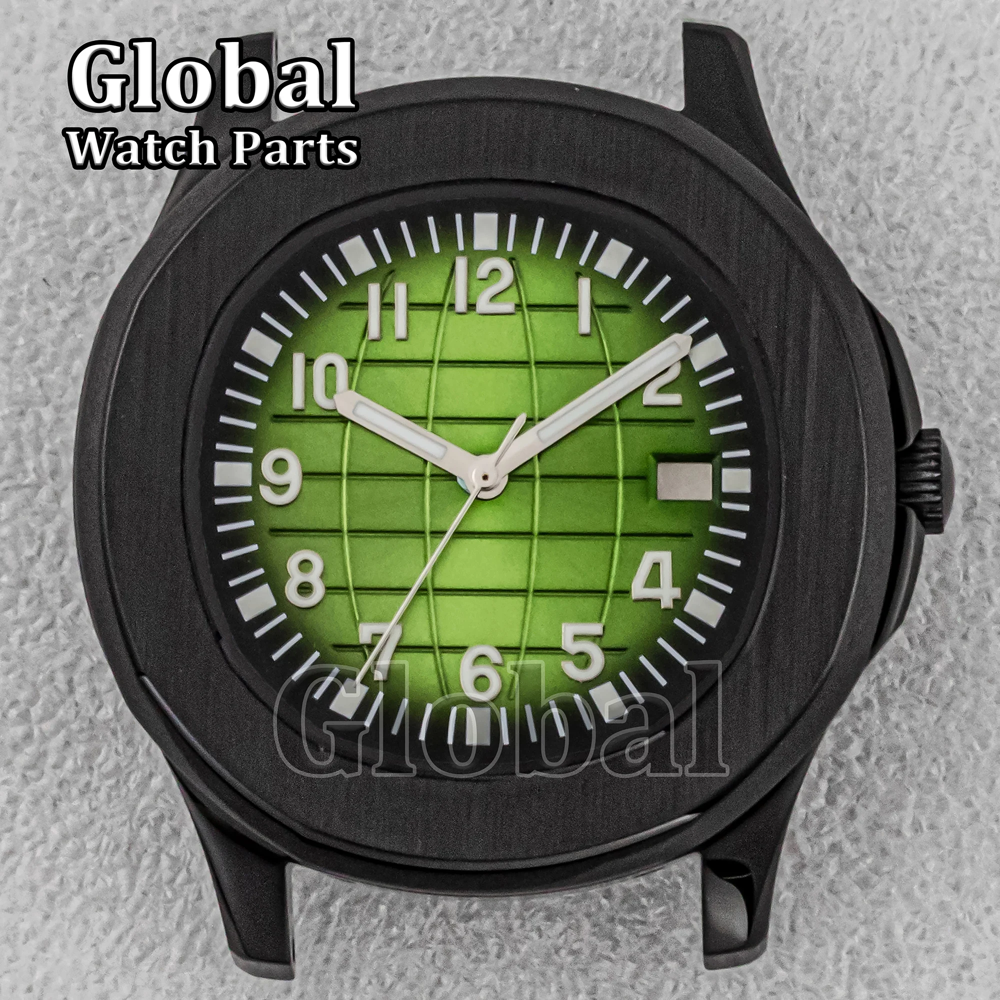 アクアノートノーチラス時計ケースステンレス鋼黒 42 ミリメートルメンズ時計ケースダイビング 50 メートル防水ガラス底時計アクセサリー