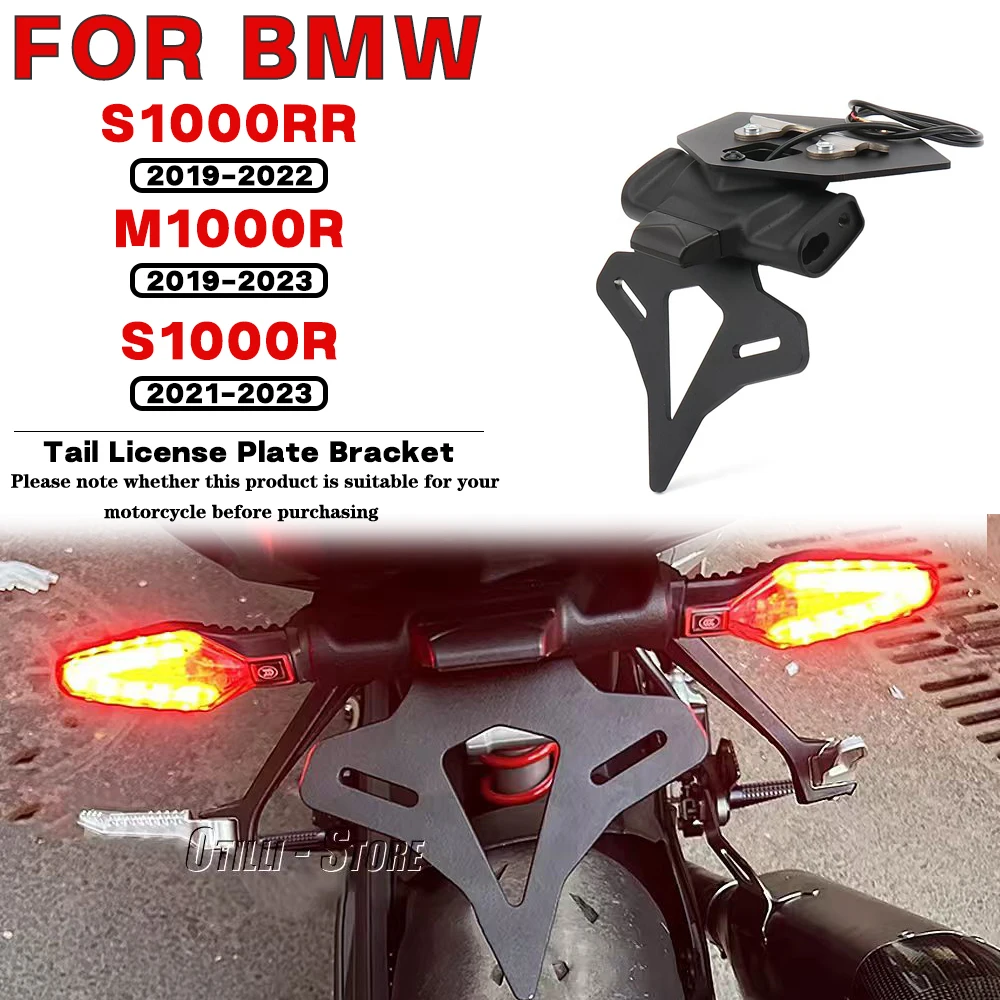 

For BMW S1000R 2021-2023 S1000RR 2019-2022 M1000R 2019-2023 Motorcycle Rear Tail License Plate Holder Bracket With LED Light