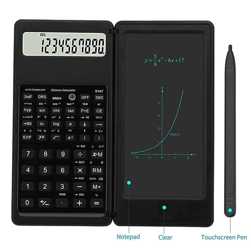 Scientific Calculator 10-Digit LCD Display Engineering Calculator With Writing Tablet For High School And College