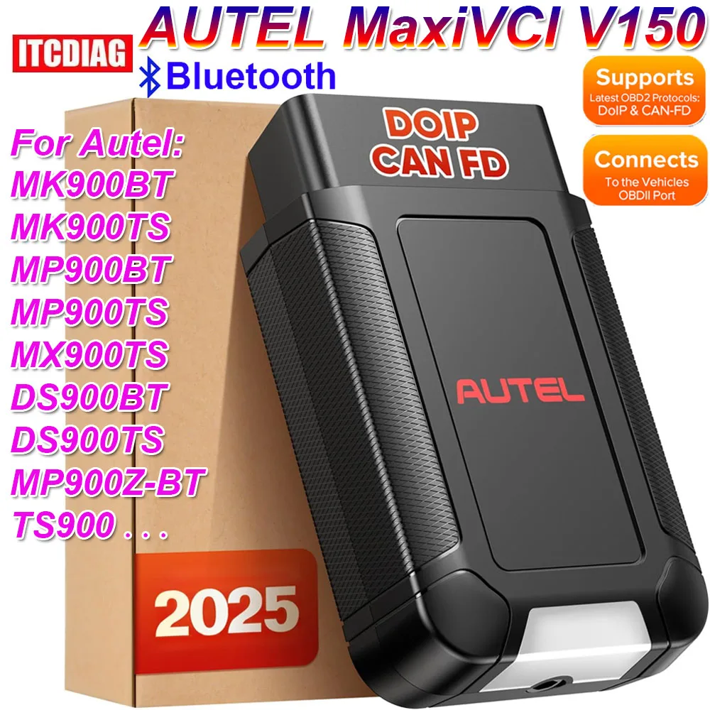 

Разъем Bluetooth Autel MaxiVCI V150 Адаптер VCI150 Поддержка DoIP и CanFD работает с MK900BT MP900BT MP900Z-BT MP900TS. и т. д.