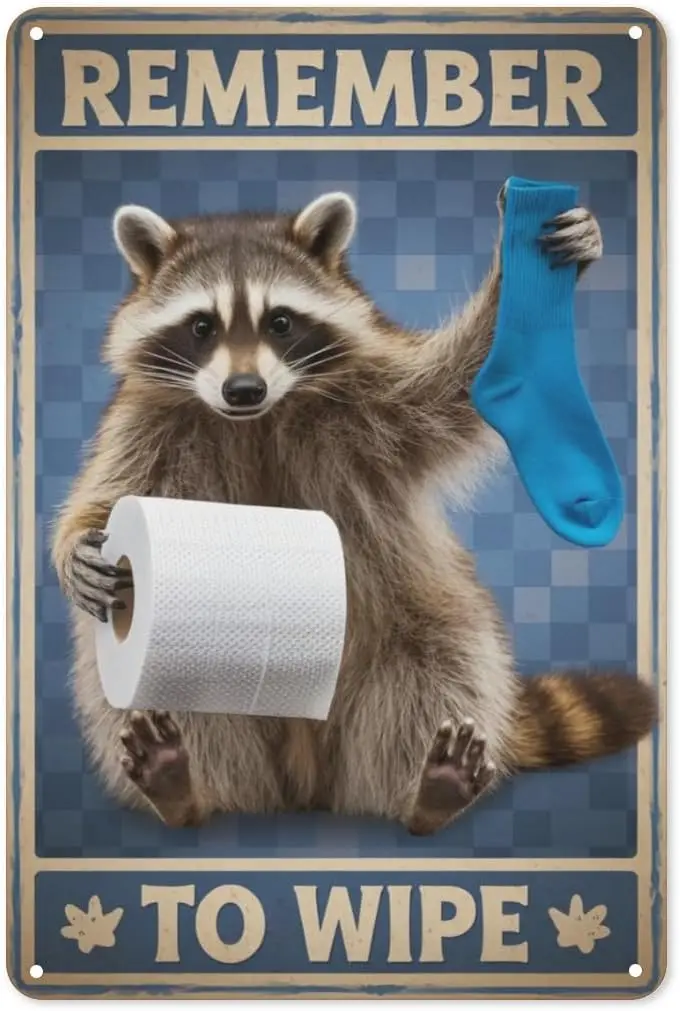 Hygiene Reminder Tin Sign 8X12IN Playful Metal Wall Art for Kids Bathroom, Preschool & Pet Lover Home Decor sign