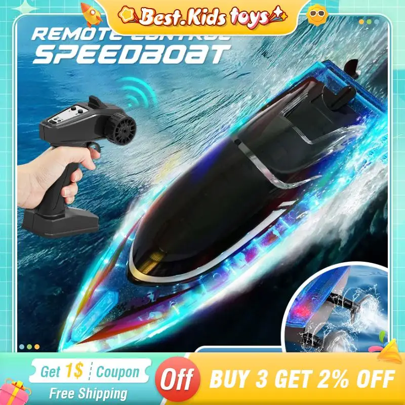 

JJRC 2.4G RC Large Speedboat Night Lights Electric Remote Control High-speed Ship Model Waterproof Kids Toys Water Pool Game