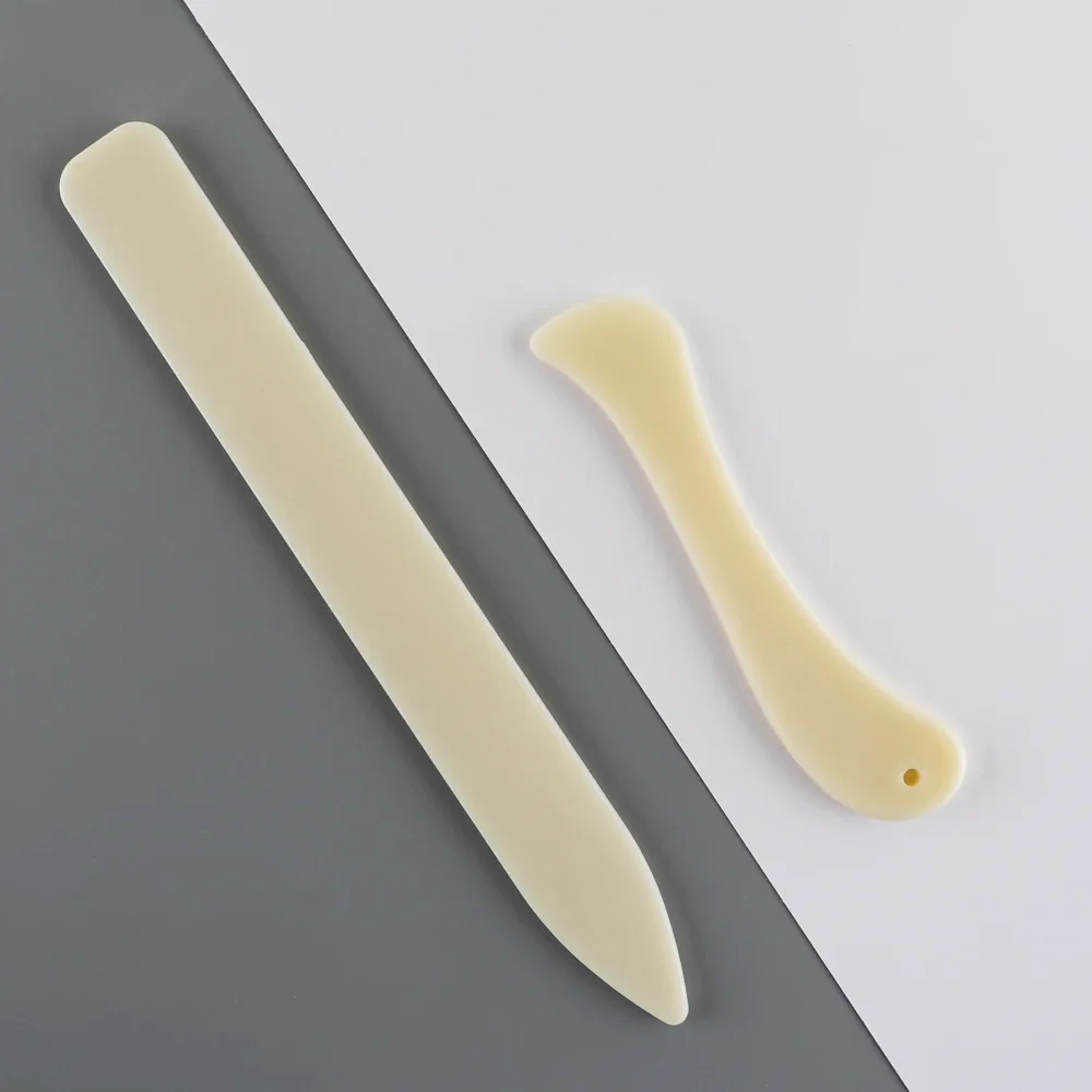 2pcs Set Pastic Folding Creasing Paper Scraper Craft Paper Tool Bone Folder Craft Tools Clear Double Sided Adhesive Roll/Sheets