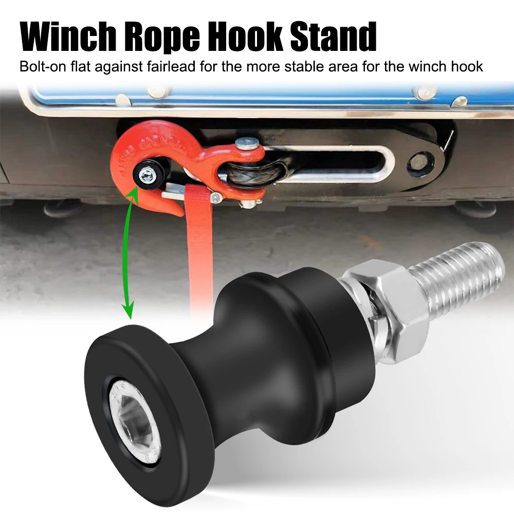 Black Car Winch Rope Hook Stand Steel For 3/8 1/2 Clevis Slip Aluminum Alloy 10\