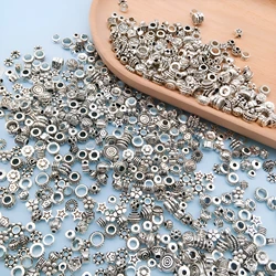 Randomly Mix 23/30pcs Metal Beads Antique Silvery Tube Beads Zinc Alloy Spacer Loose Beads For Diy Bracelet Jewelry Making