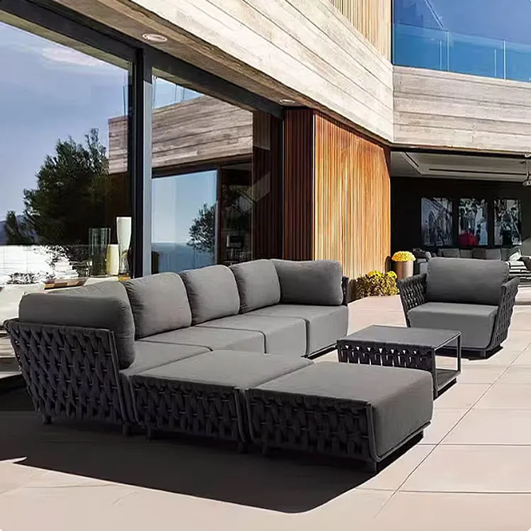 # Luxury Rattan Aluminum Outdoor Garden Furniture Modular Sofa Set Set For Villa Hotel Balcony Outdoor Furniture Set