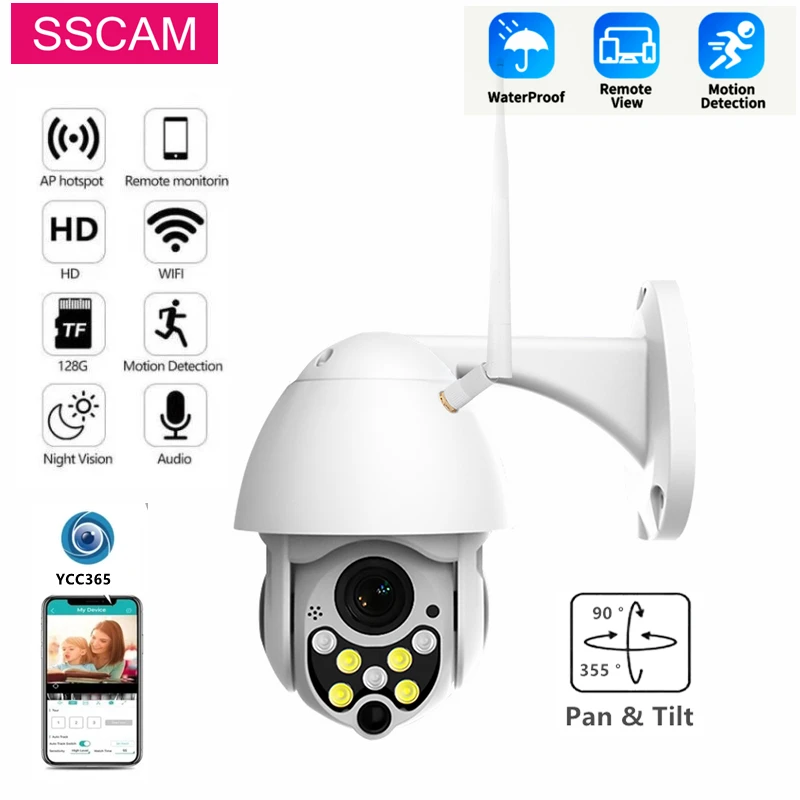 Ycc365 Plus Wifi Camera Outdoor 2mp Cctv Beveiligingscamera Pan Tilt Waterdichte Snelheid Dome Draadloze Bewakingscamera 20M Ir