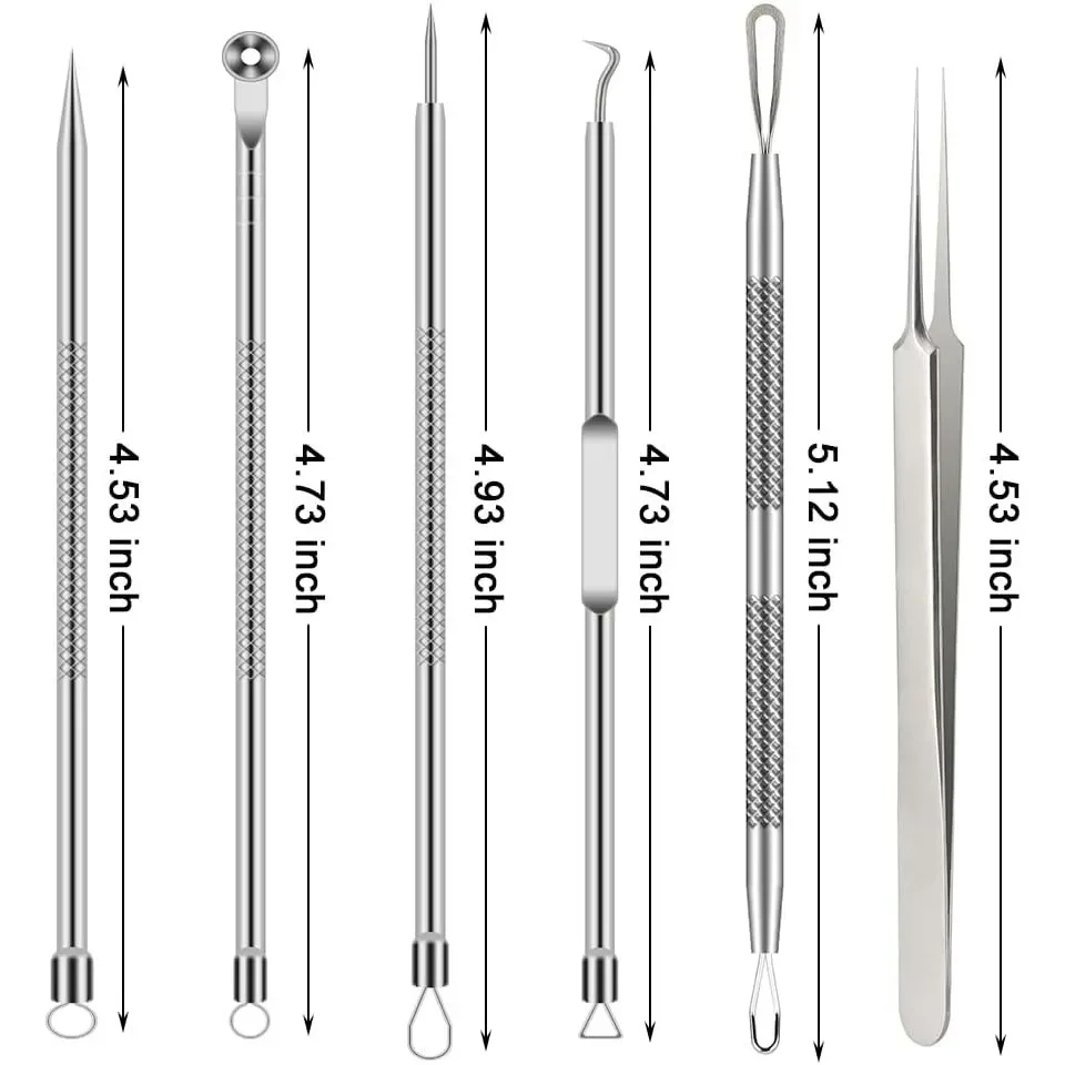 6PCS Puistje Removal Tool Mee-eters Acne Remover Gezicht Cleaning Kit Zwarte Stippen Remover Acne Tool Puistje Patches Acne LBHL16