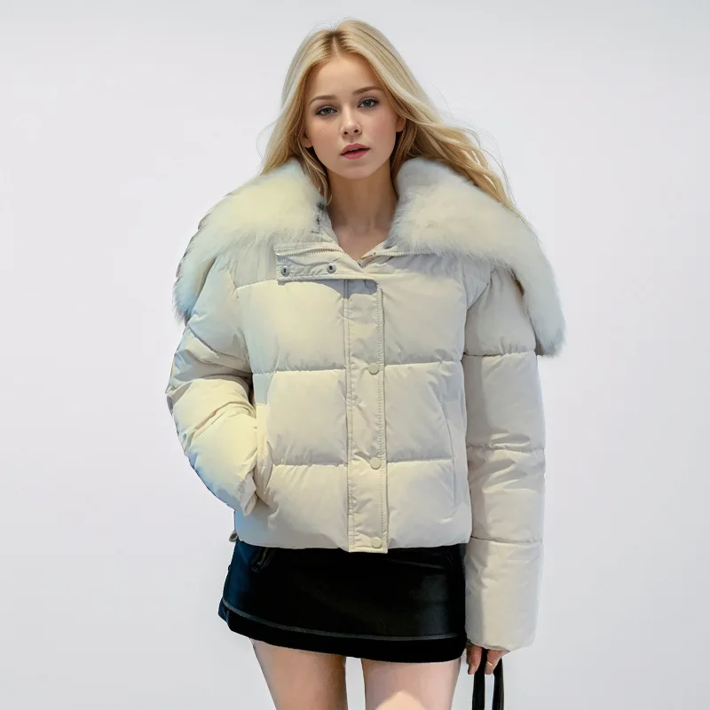 

Panelled Female's Winter Padded Coat Solid Single Breasted Lambswool Turn Down Collar Women's Jacket Minimalist Top For Lady