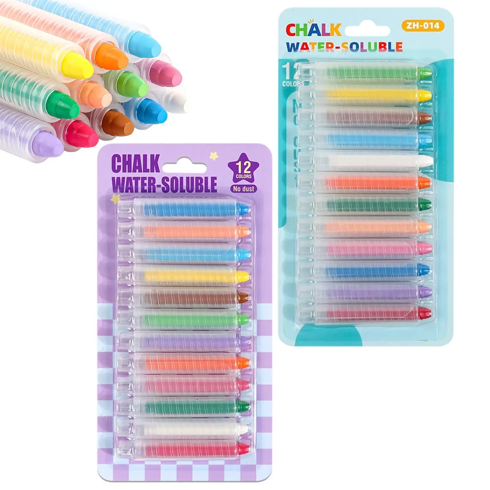 Tiza sin polvo para niños, 12 colores, tiza lavable para arte al aire libre, crayones de escritura suaves para pizarra blanca, escuela de juegos