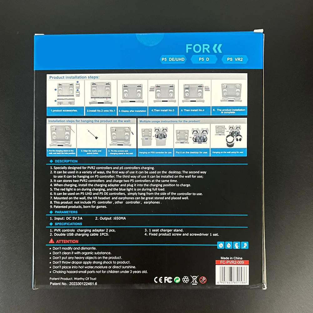 

Зарядное устройство для контроллера, подвесной игровой контроллер, зарядная станция для хранения наушников, кронштейн с подсветкой дисплея для PS VR2 PS5