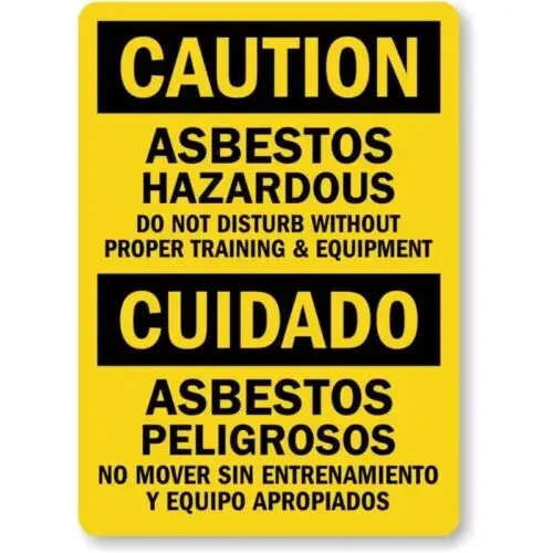 （2D Tin painting）Bilingual Asbestos Hazardous Caution Aluminum Weatherproof  Sign-Aluminum