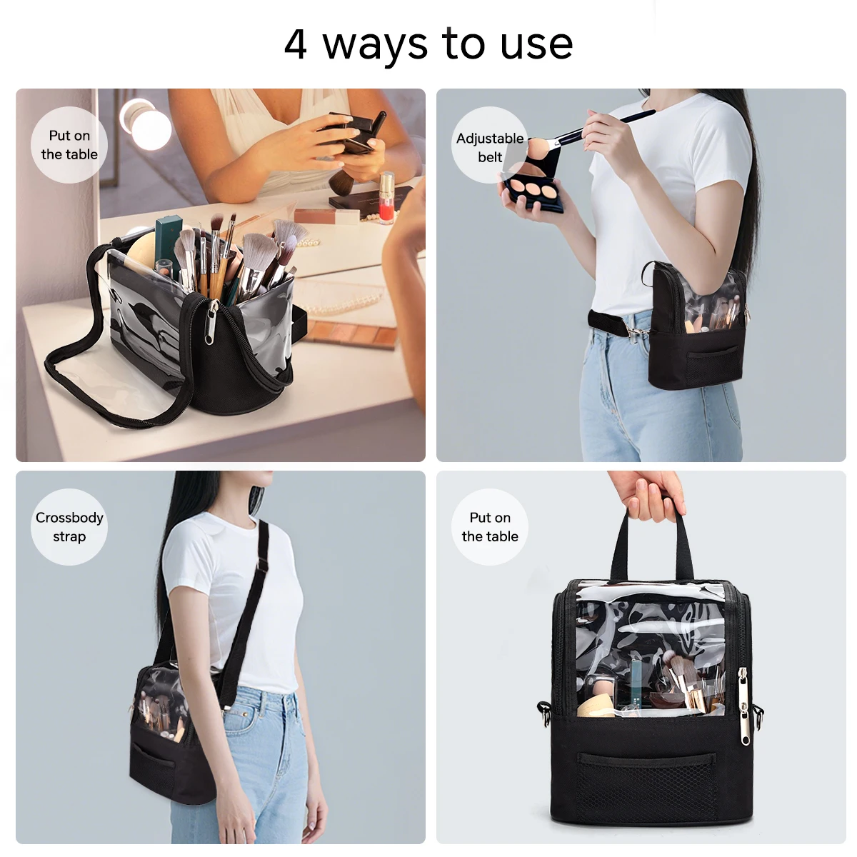 

Large Capacity Waterproof Crossbody Makeup Brush Storage Bag Organizer for Makeup Artists Portable Dirt-Resistant Cosmetic Pouch