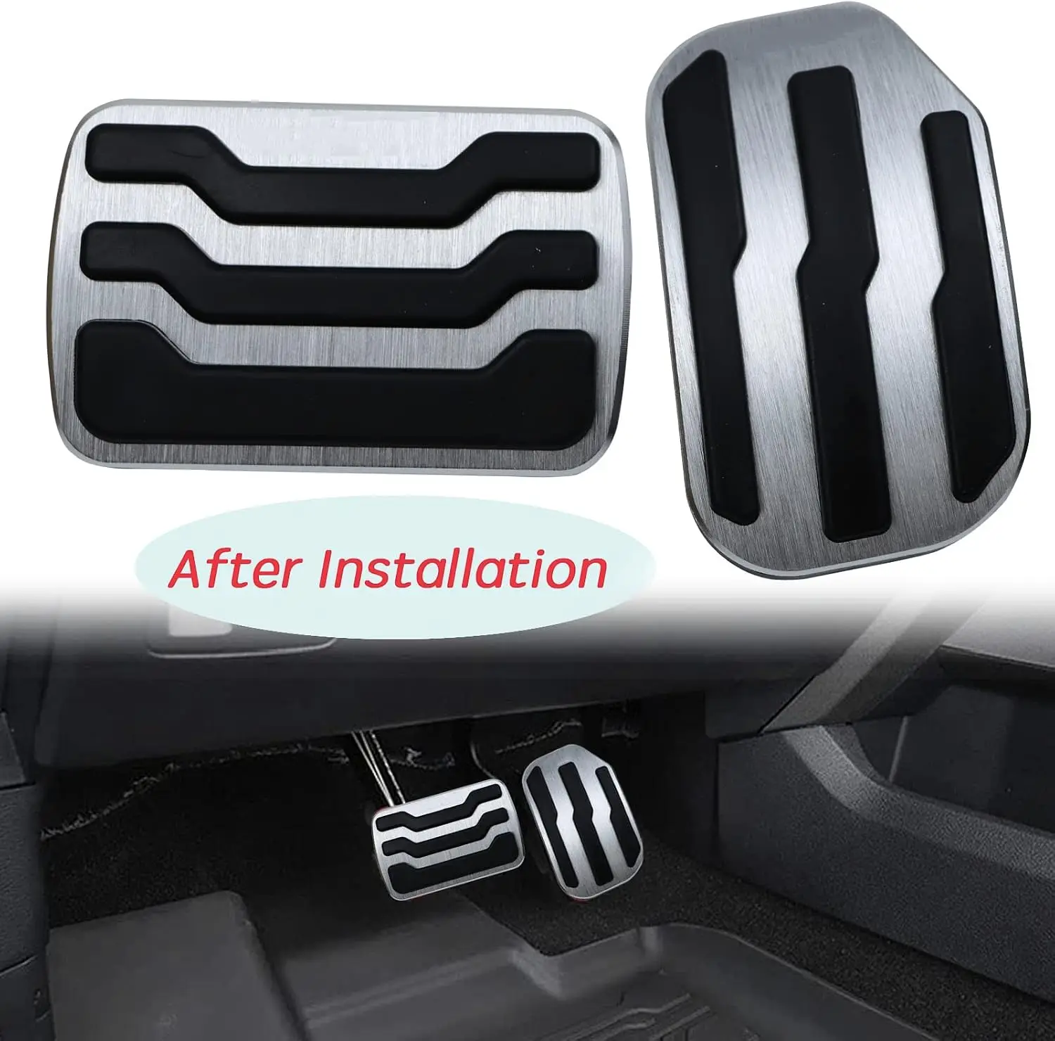 Anti-Slip No Drill Aluminum Brake Gas Pedal Pads Covers Accelerator Pedal Pads Covers Trim For Ford F150 Truck 2015-2020