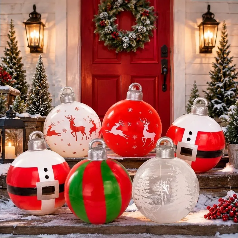Inflatable Christmas Ornaments PVC Snowman Reindeer Gift Tree Outdoor Yard Decoration No Power Needed Holiday Party