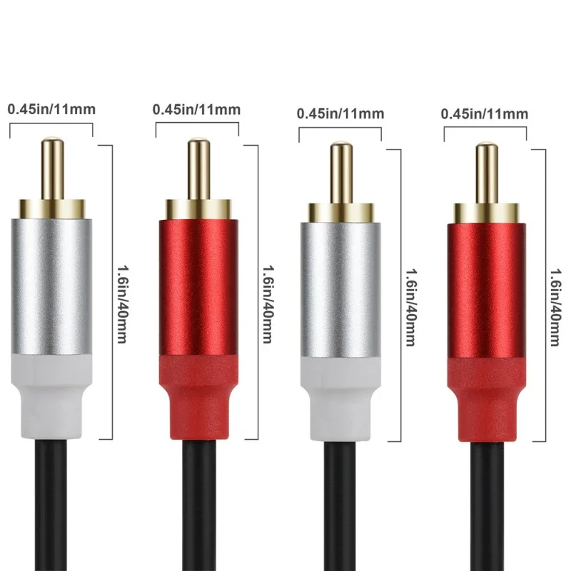 Metalowa powłoka pozłacana podwójna RCA męska do 2 RCA dwa męskie Audio wideo linia kablowa podwójny RCA męski kabel linowy przewód Audio wideo RCA