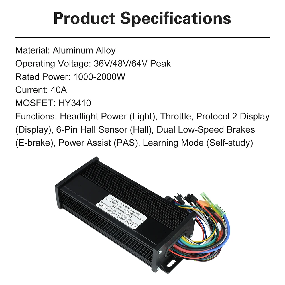 36V 48V 52V 60V 64V Sinuswellen-Bürstenloser Motorregler 1000W 2000W 40A Für S866 V889 Nr. 2-Protokoll-LCD-Instrument für E-Fahrräder – Detail 3