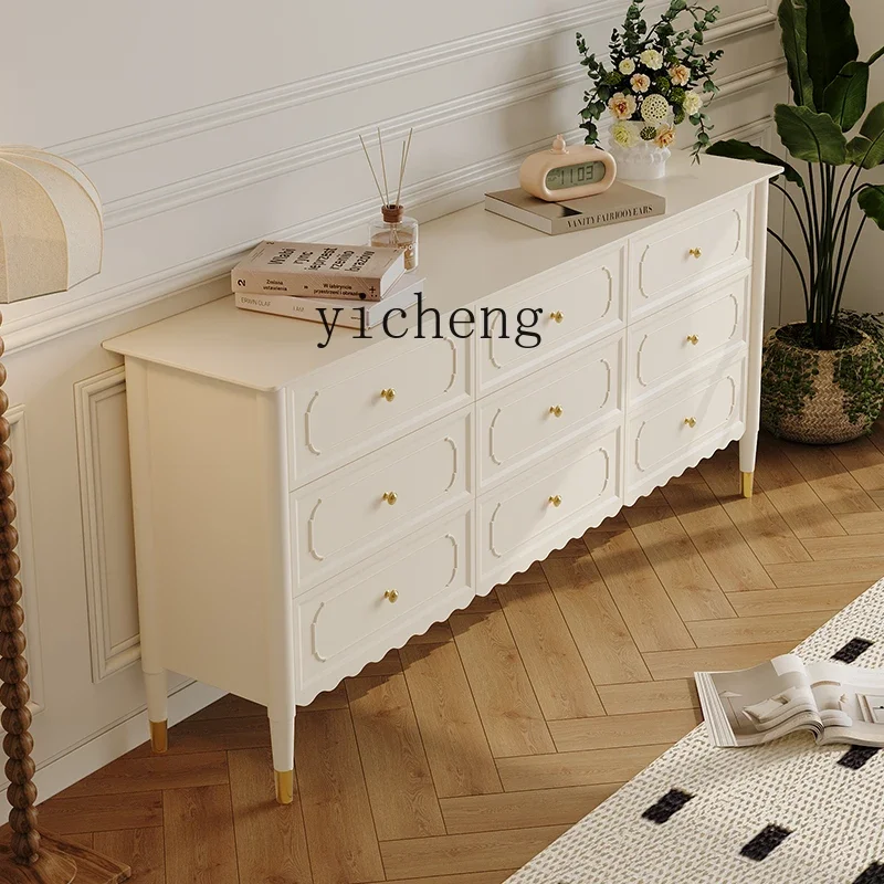 ZC solid wood nine-chest cabinet light luxury living room bedroom bedside cabinet storage wall storage cabinet