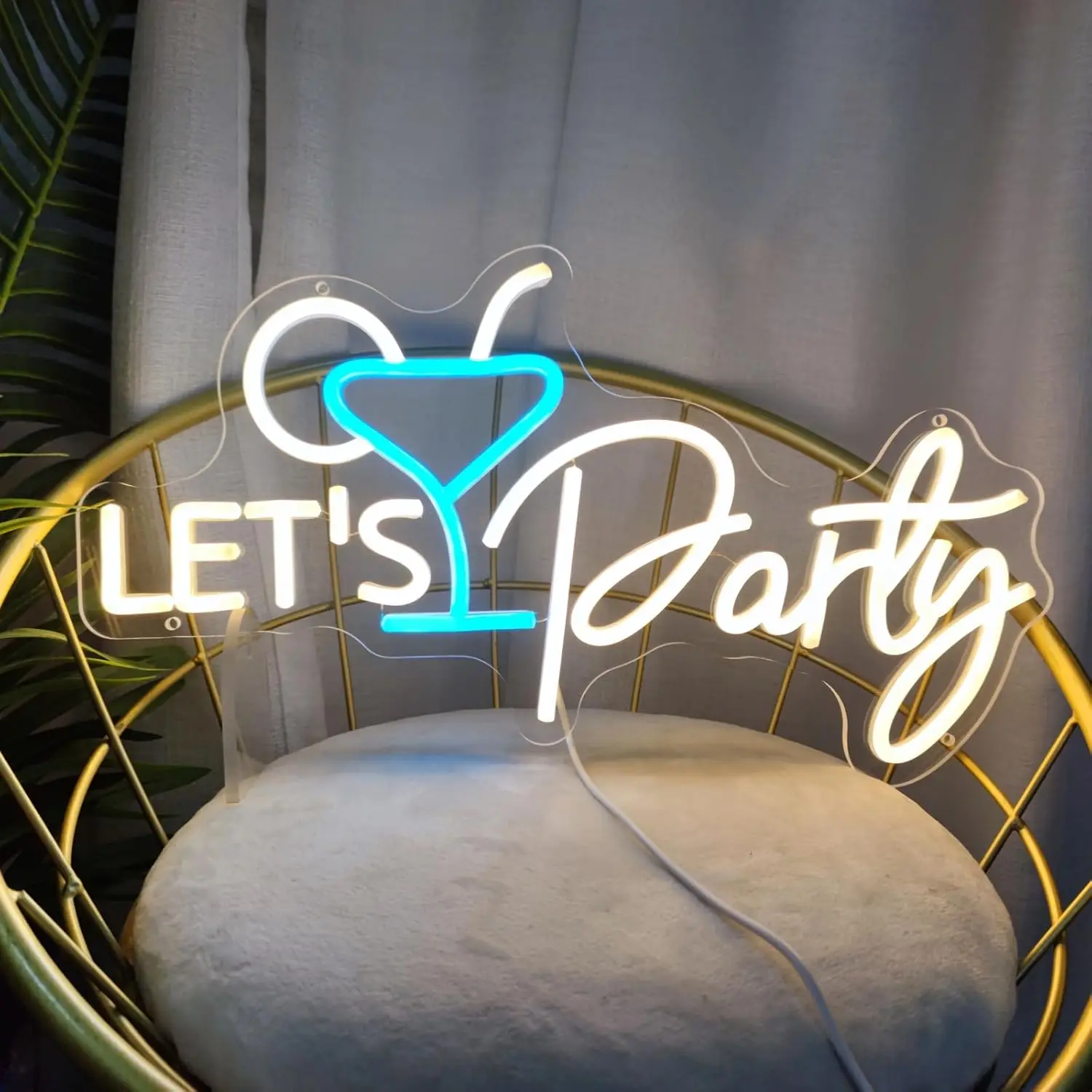 Neon Wall Sign หรี่แสงได้ Let's Party นีออนไฟสําหรับค็อกเทลบาร์ผับ Man Cave Beach Wedding Party Decor สุนทรียศาสตร์วาดของขวัญ
