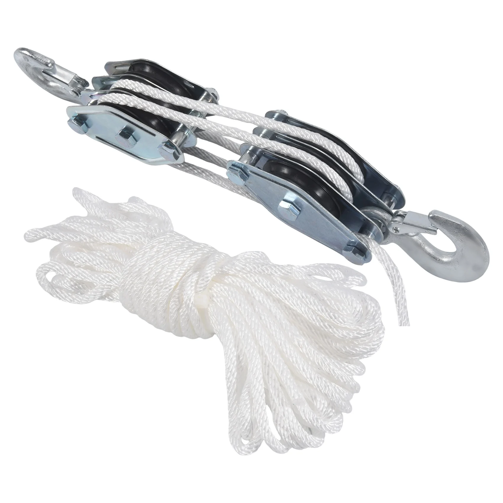 [A92P!】 Block And Tackle Pulley System Rope Pulley Hoist With Lifting Power Breaking Strength Heavy Duty Pulley System 15M
