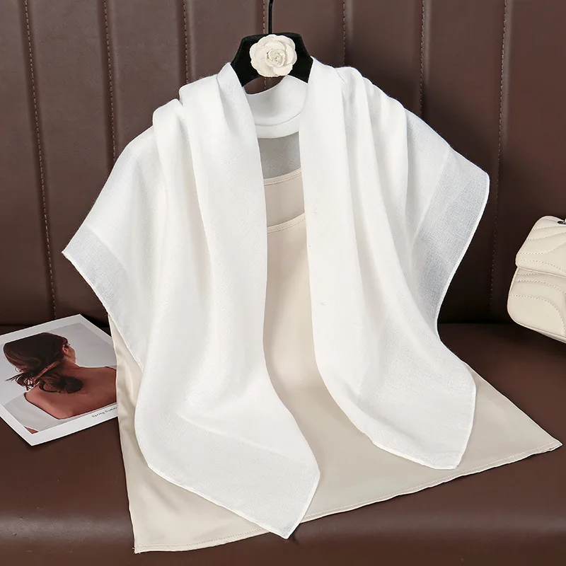 Frauen einfarbig quadratische Baumwolle Viskose Schal Schal hochwertige Druck weiche Schals und Wraps Bufandas muslimischen Hijab 90*90cm – Detail 7