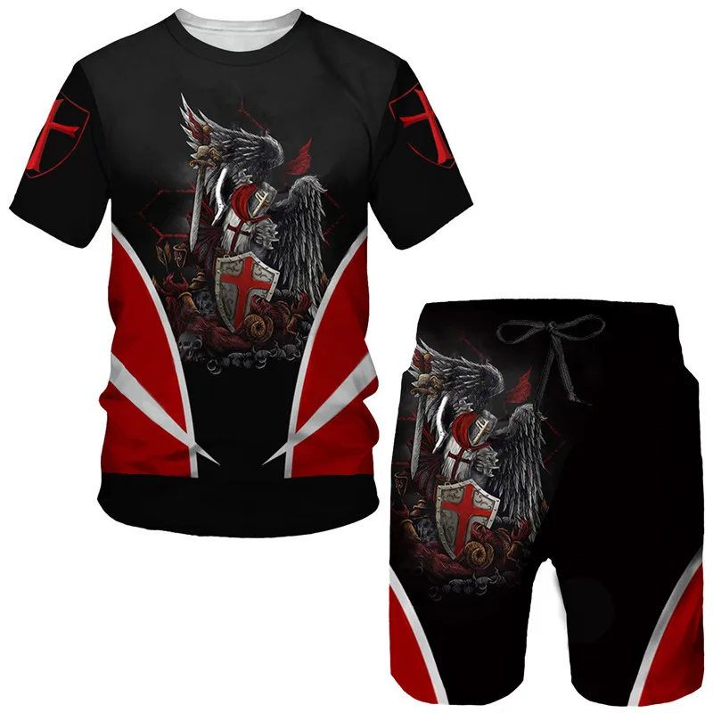 Knights Templar 3D Print TShirts Shorts Sets kids Tracksuits Fashion Oversize Short Sleeve Tshirt Pants Set Child Suits Clothing