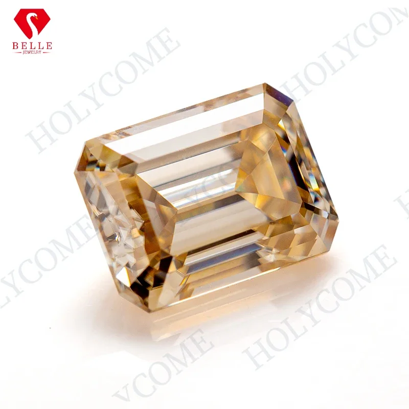 

Moissanite Stones Moissanite Champagne Color GRA Certificated VVS1 Emerald Cut Loose Moissanite Supplier ODM OEM Factory Price