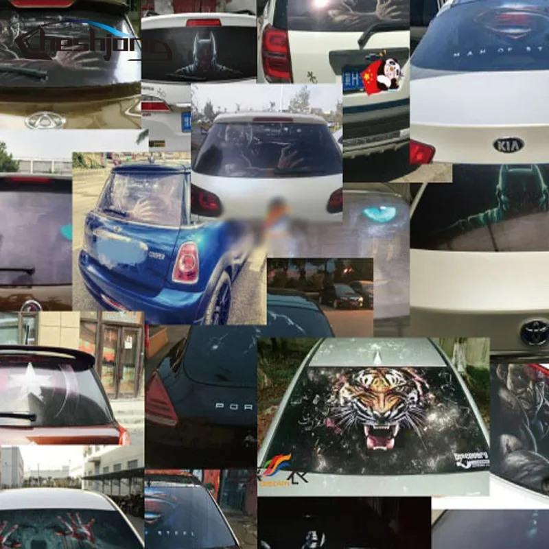 55cmx135cm Car Rear Window Film Glass Film Printed Styling Films Rear Windshield One Way Vision Printed Mesh Film Tint