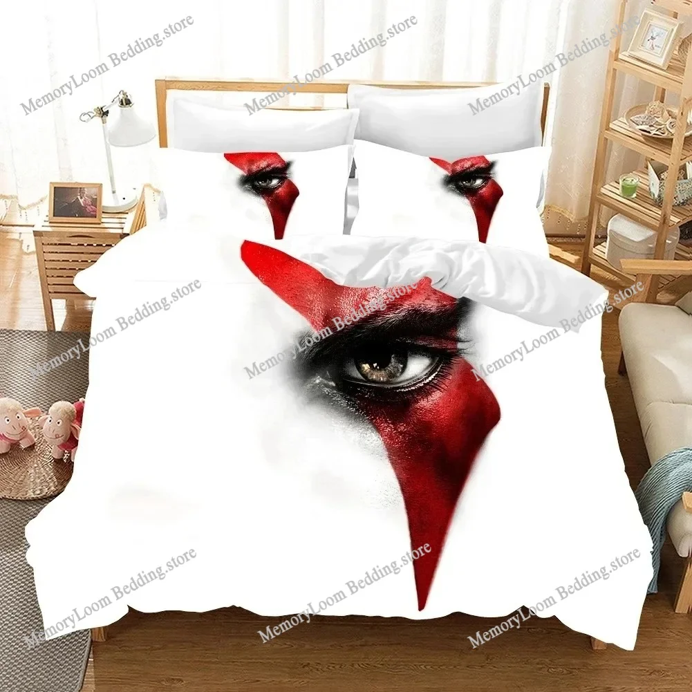 

3D Print Game God of War Bedding Set Duvet Cover Bed Set Quilt Cover Pillowcase Comforter king Queen Size Boys Adult Bedding Set