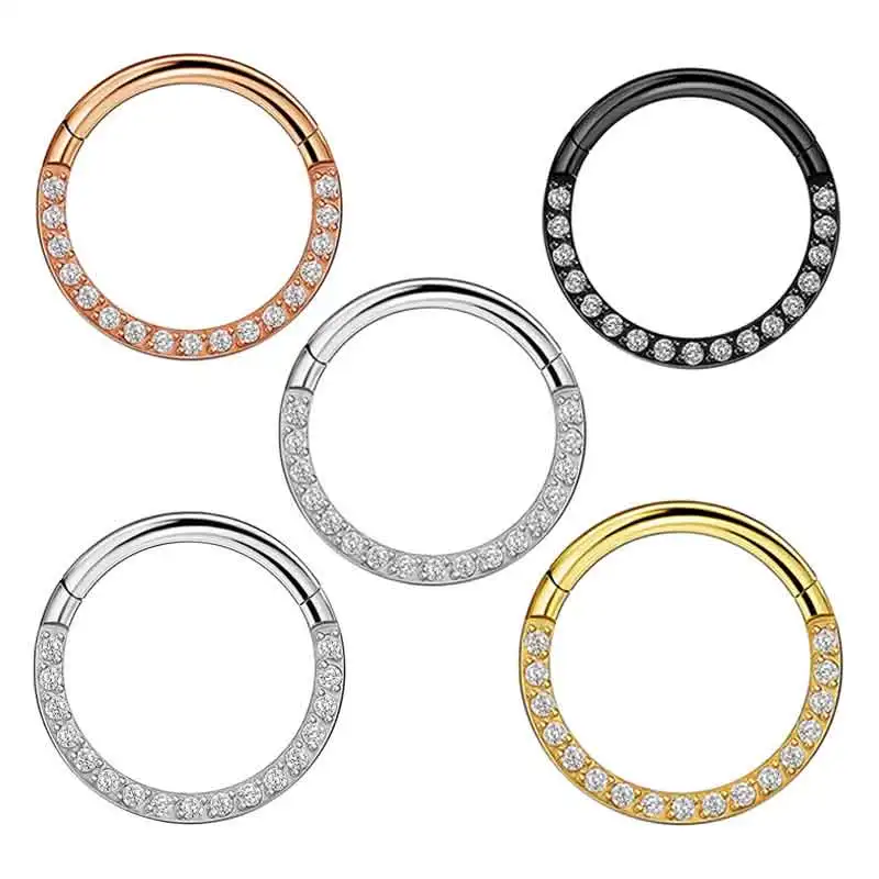 

2023 Best Sales Stainless Steel 16G Septum Nose Clicker Ring Brass Cartilage Helix Tragus Hoop Daith Earrings Nose Piercings Ho