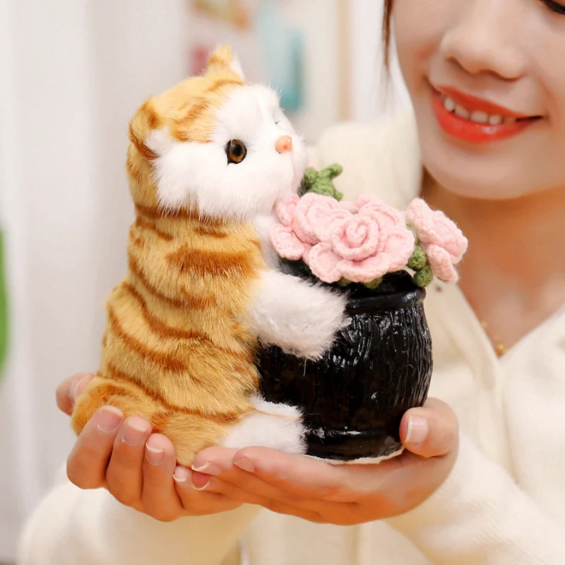 1pc 17cm Cute Creativity Cat Dog Pluche Pen Container For Desk Home School Office Decor